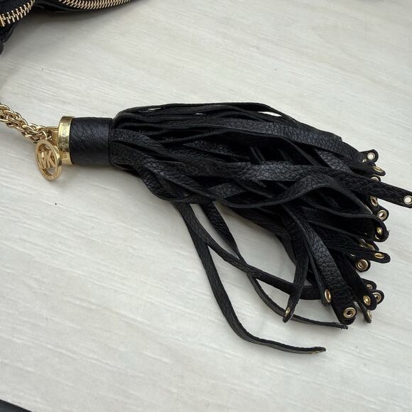 Michael Kors Brooklyn Grommet Black Leather Tassel Bag Crossbody - Picture 7 of 15